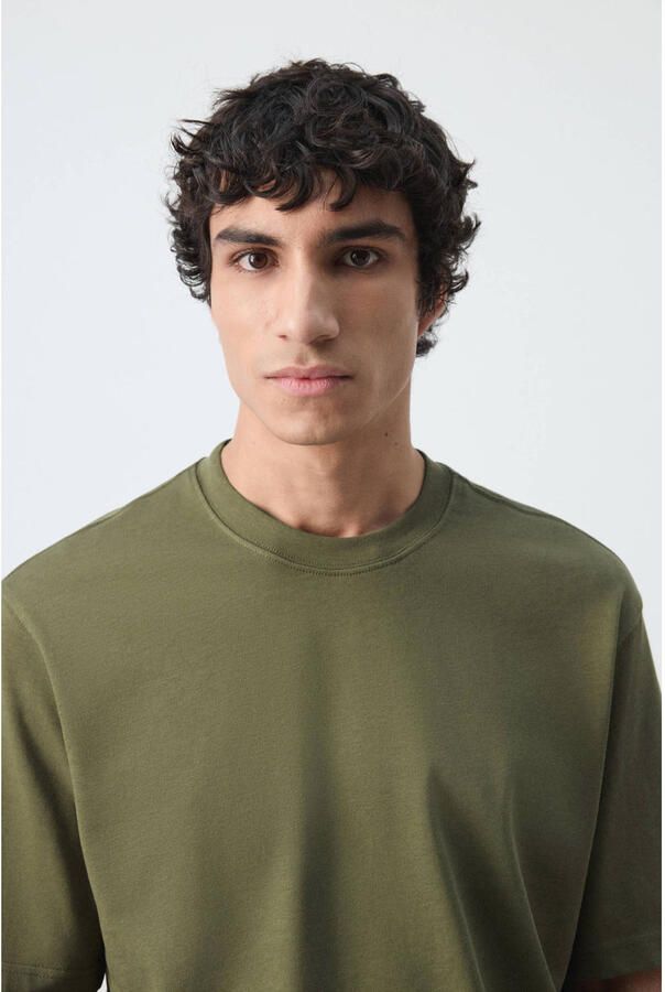 Mango Man relaxed T-shirt groen - Foto 2