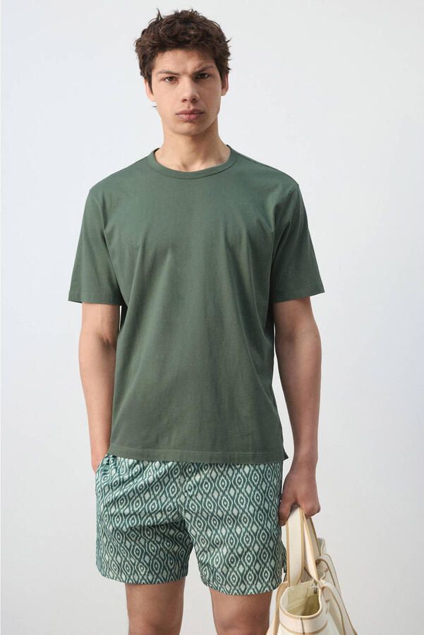 Mango Man relaxed T-shirt groen
