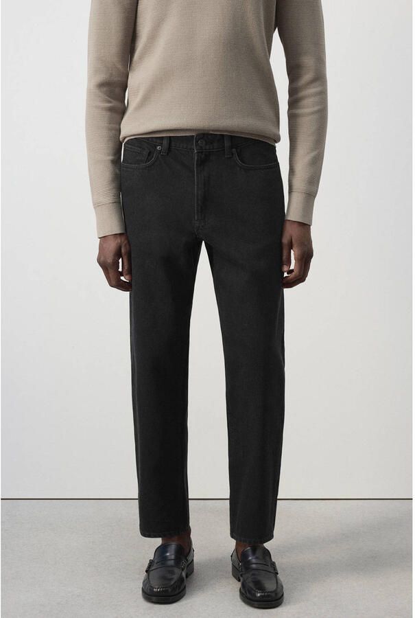 Mango Man Sammy regular fit cropped jeans zwart