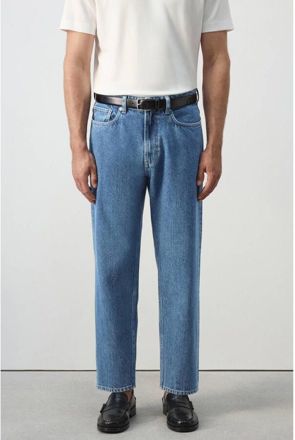 Mango Man Sammy tapered cropped jeans blauw