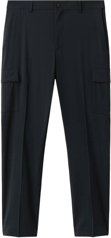 Mango Man slim cargobroek met wol donkerblauw