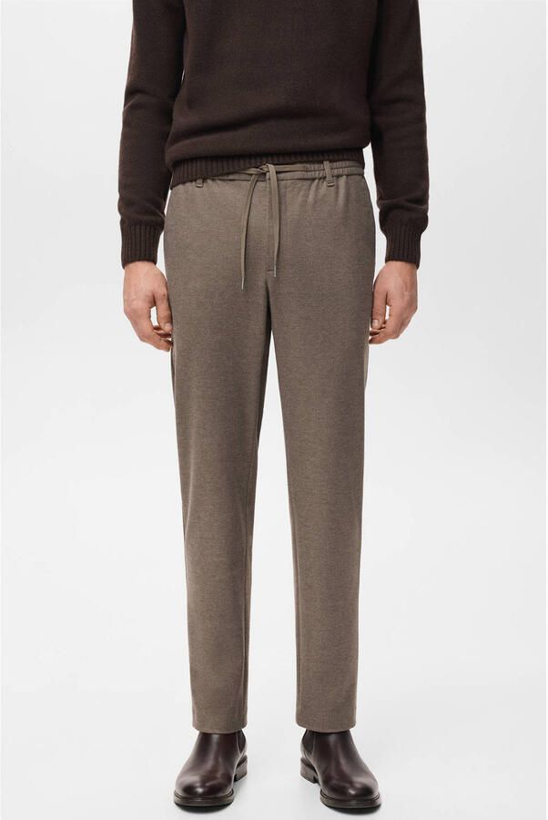 Mango Man slim casual broek bruin