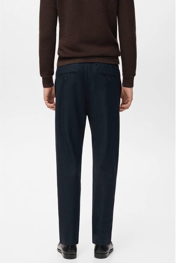 Mango Man slim casual broek donkerblauw - Foto 3