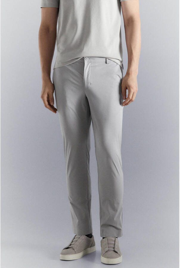 Mango Man slim casual broek lichtgrijs