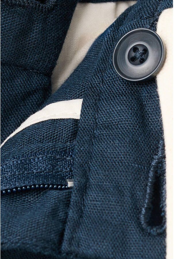 Mango Man slim casual broek met linnen donkerblauw - Foto 2