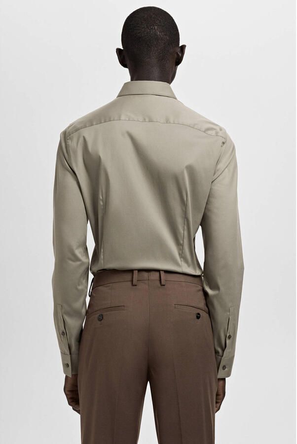 Mango Man Slim casual overhemd beige - Foto 2