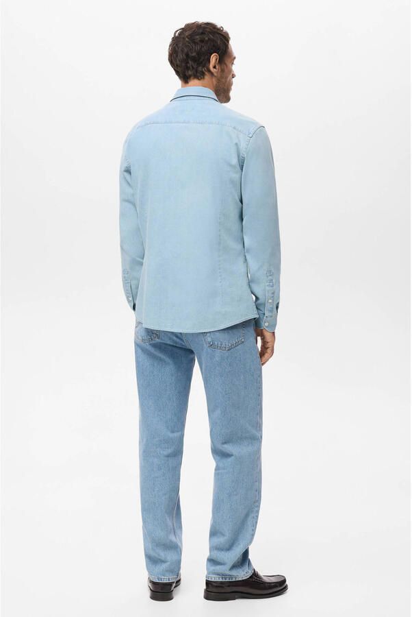 Mango Man slim casual overhemd blauw - Foto 2