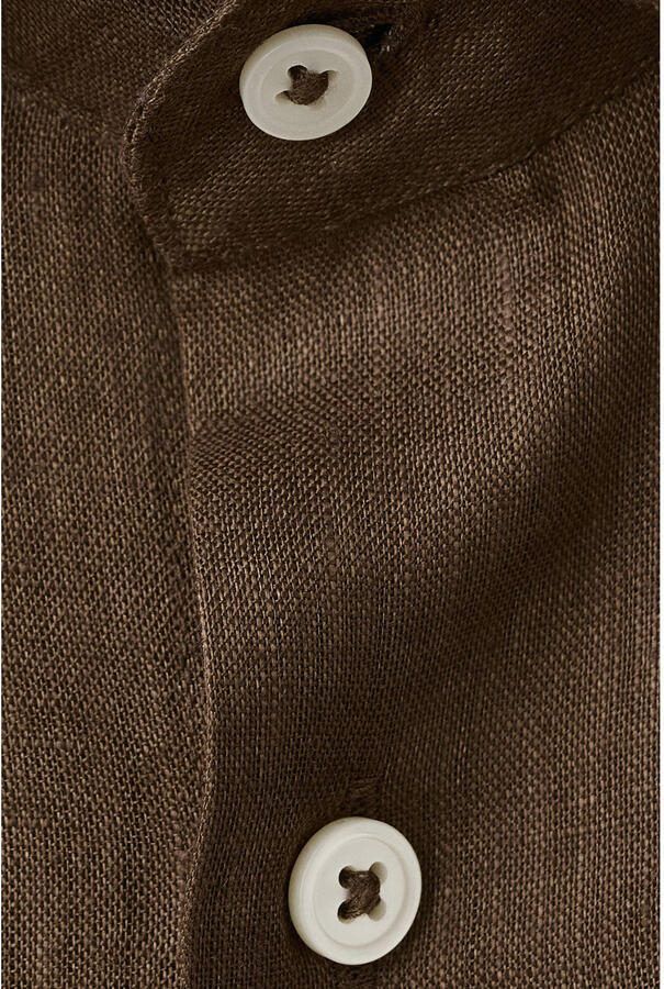 Mango Man slim casual overhemd met linnen bruin - Foto 2