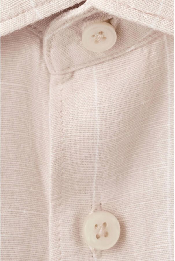 Mango Man slim casual overhemd met linnen met krijtstreep beige - Foto 2