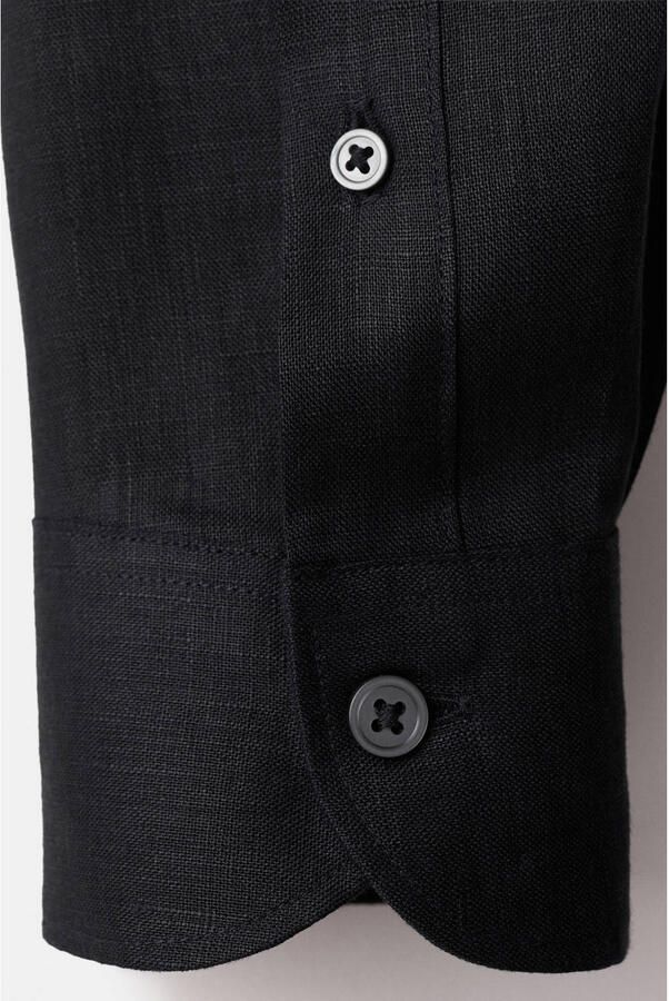 Mango Man slim casual overhemd met linnen zwart - Foto 3