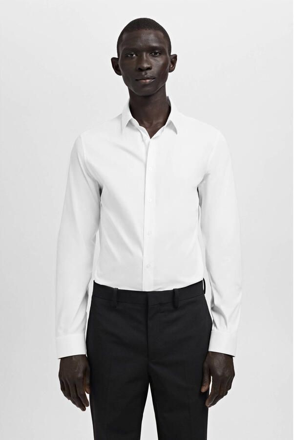 Mango Man Slim casual overhemd wit