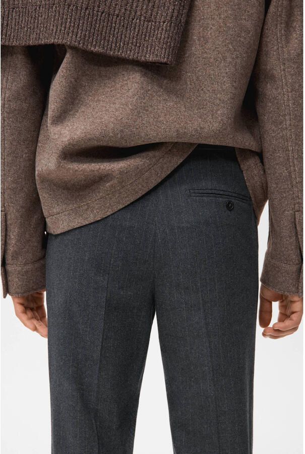 Mango Man slim chino met krijtstreep grijs - Foto 2