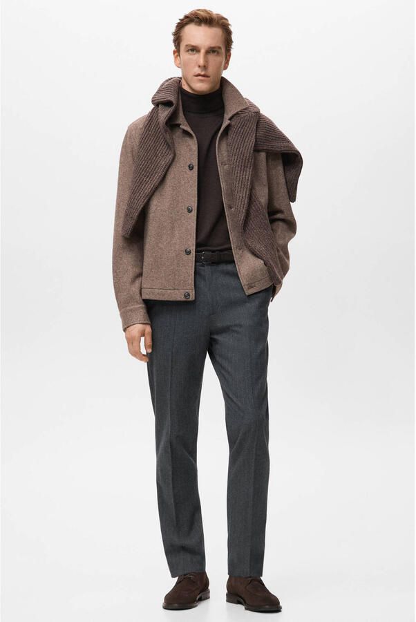 Mango Man slim chino met krijtstreep grijs - Foto 3