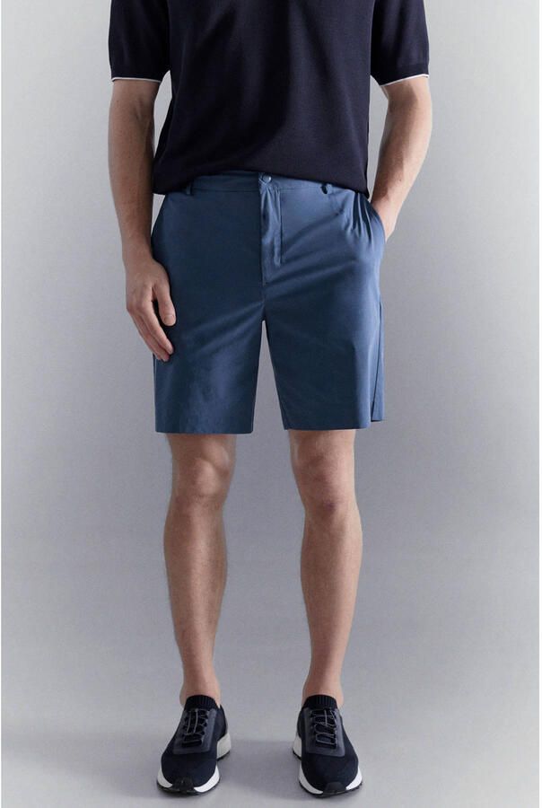 Mango Man slim chino short blauw