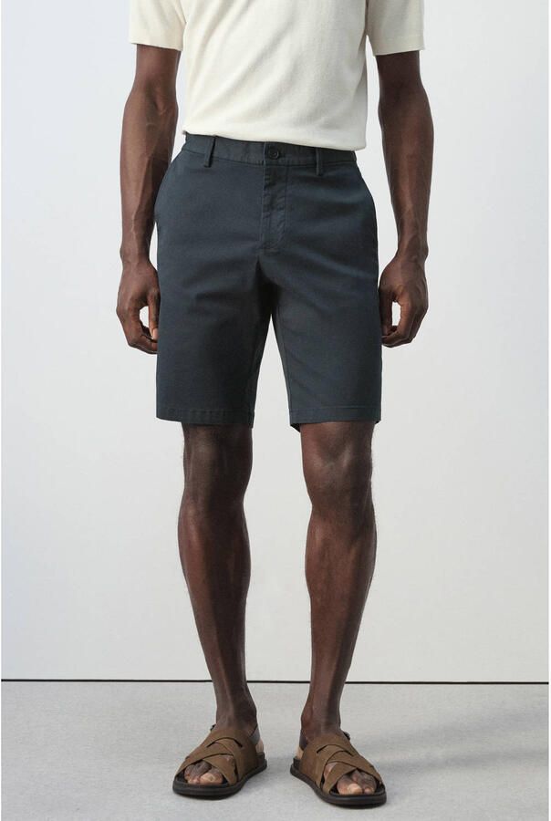 Mango Man slim chino short donkerblauw