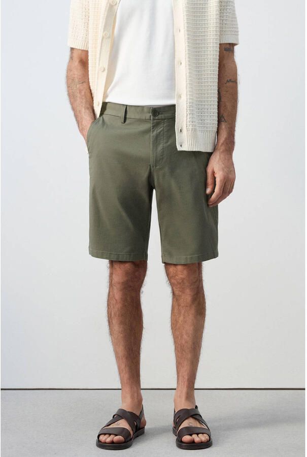 Mango Man slim chino short groen