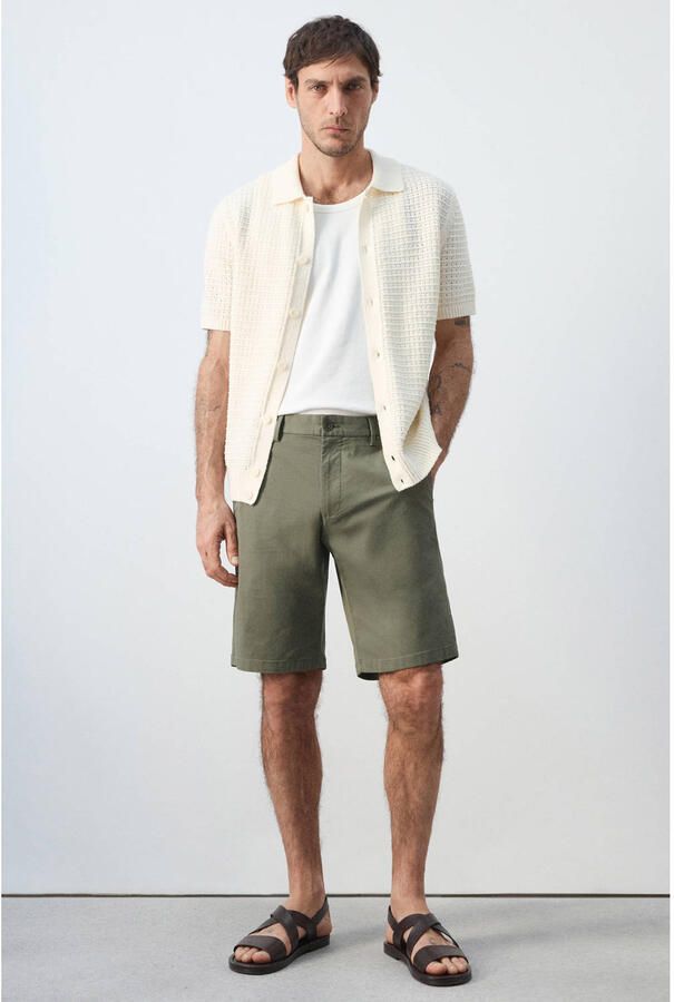 Mango Man slim chino short groen - Foto 2