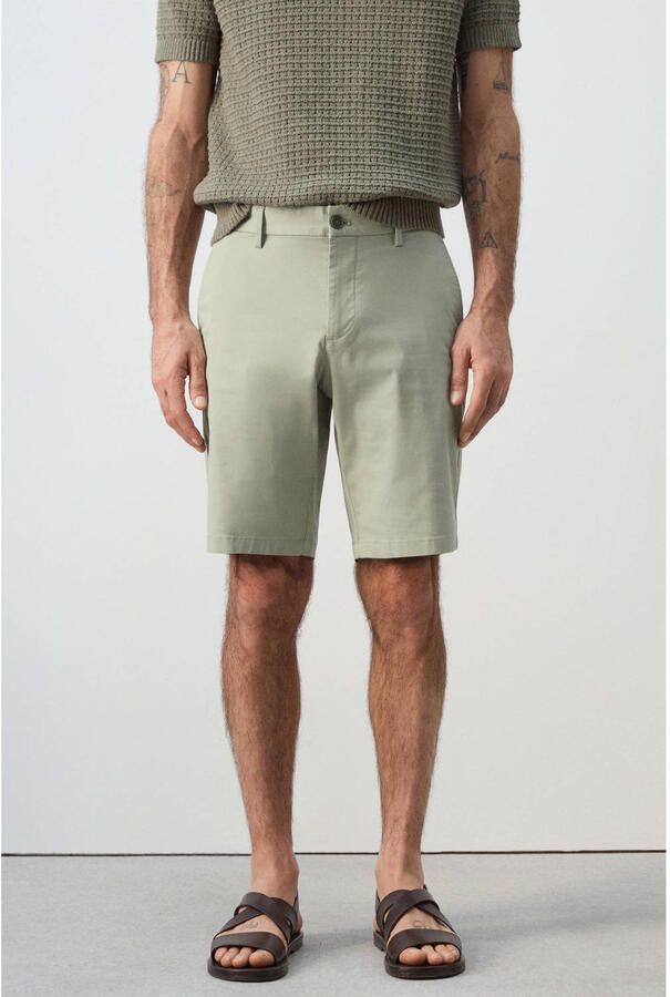 Mango Man slim chino short lichtgroen