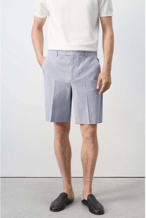 Mango Man slim fit bermuda short lichtblauw