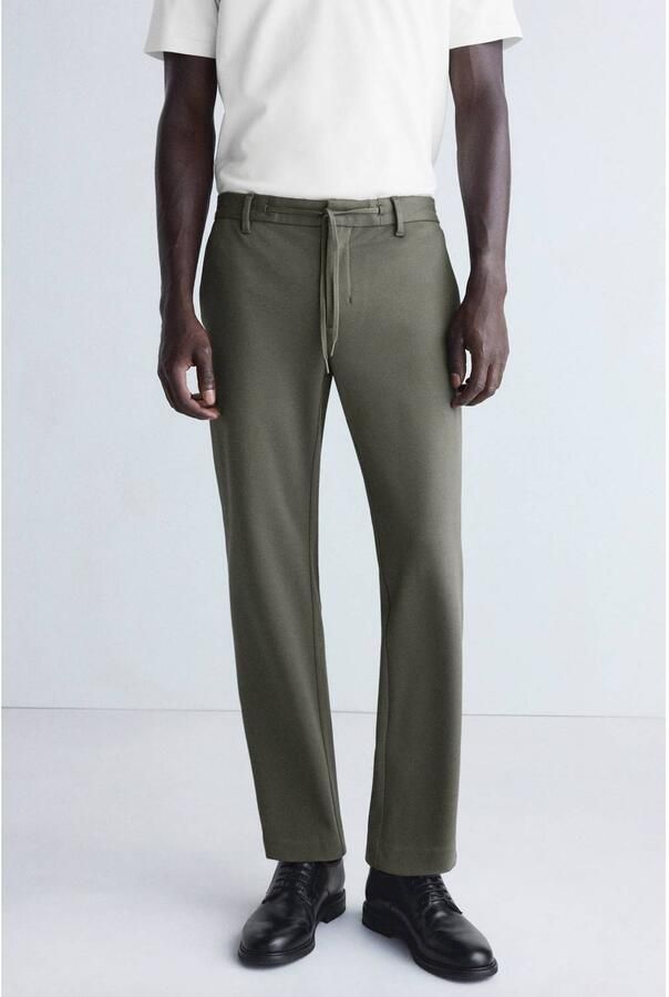 Mango Man slim fit casual broek kaki
