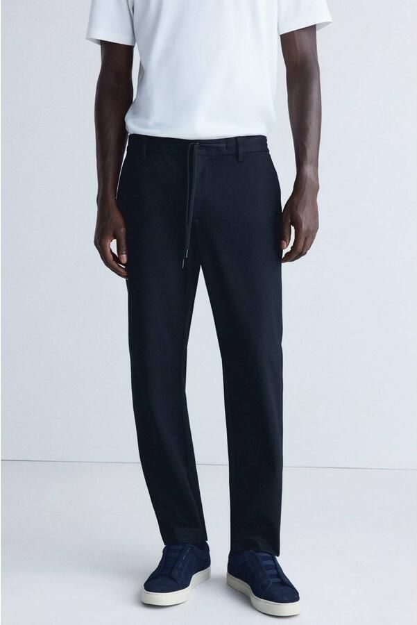 Mango Man slim fit casual broek marine