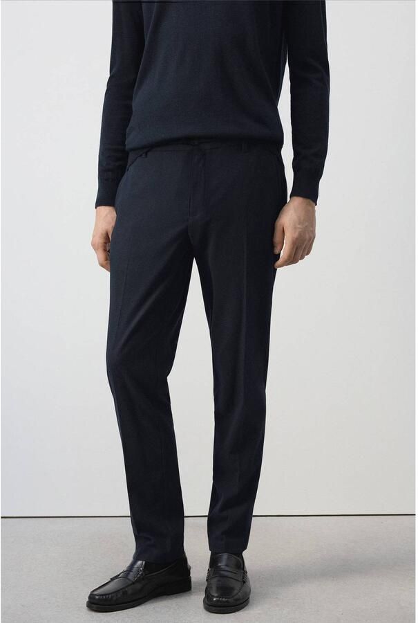 Mango Man slim fit casual broek marine
