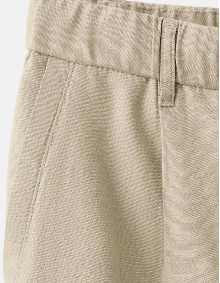 Mango Man slim fit casual broek met linnen lichtbeige - Foto 2