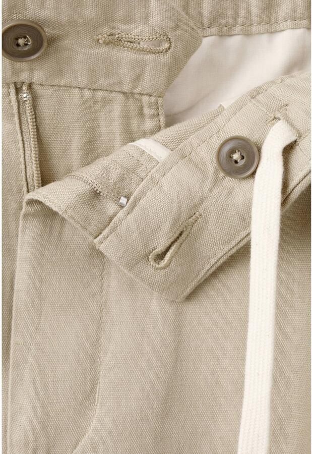 Mango Man slim fit casual broek met linnen lichtbeige - Foto 3