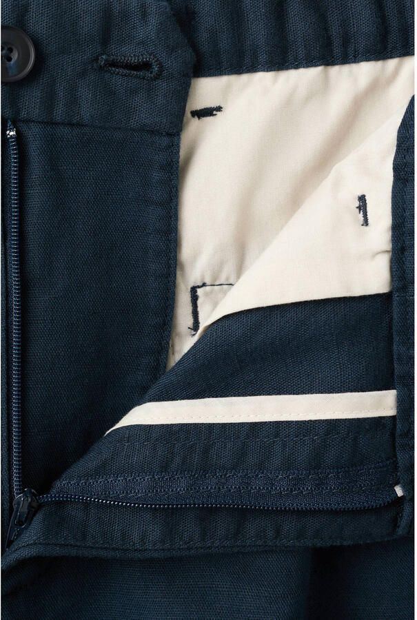 Mango Man slim fit casual broek met linnen marine - Foto 2