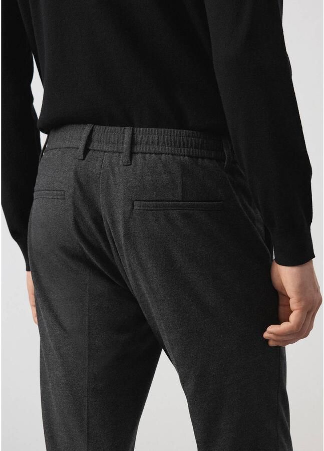 Mango Man slim fit casual broek met melée donkergrijs - Foto 2