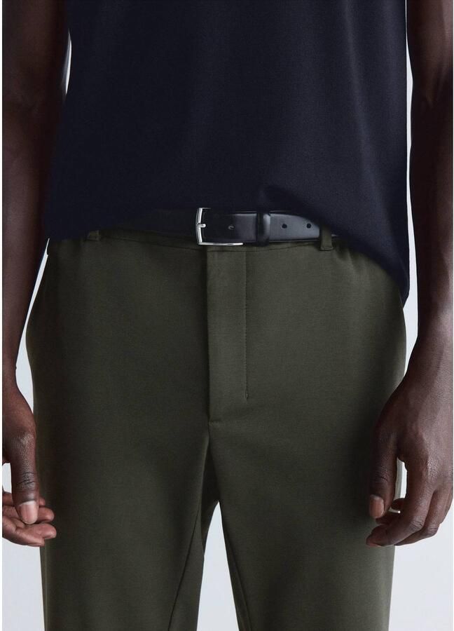 Mango Man slim fit casual broek met wol kaki - Foto 2