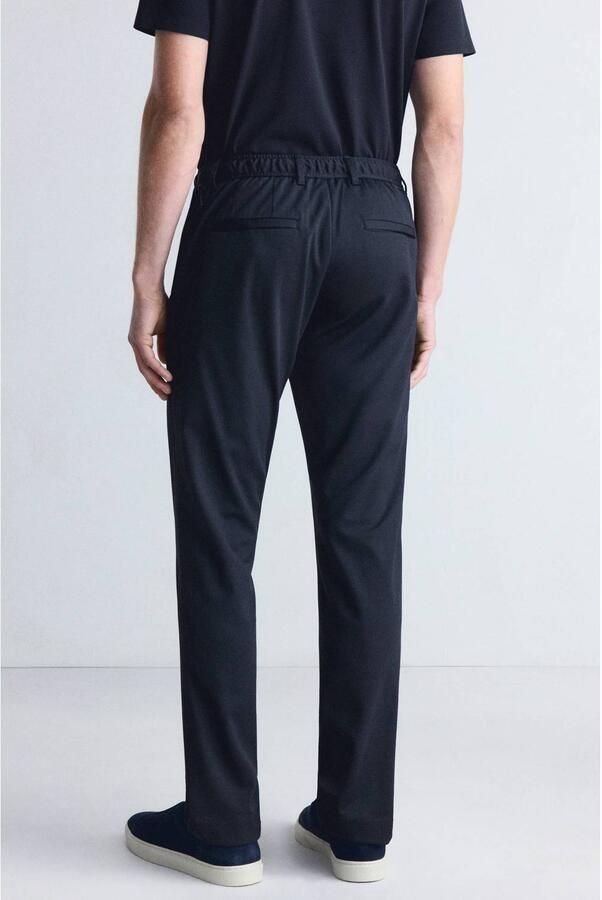 Mango Man slim fit casual broek met wol marine - Foto 3