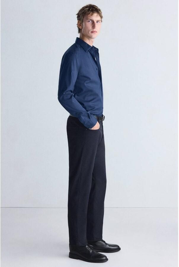 Mango Man slim fit casual overhemd donkerblauw - Foto 2