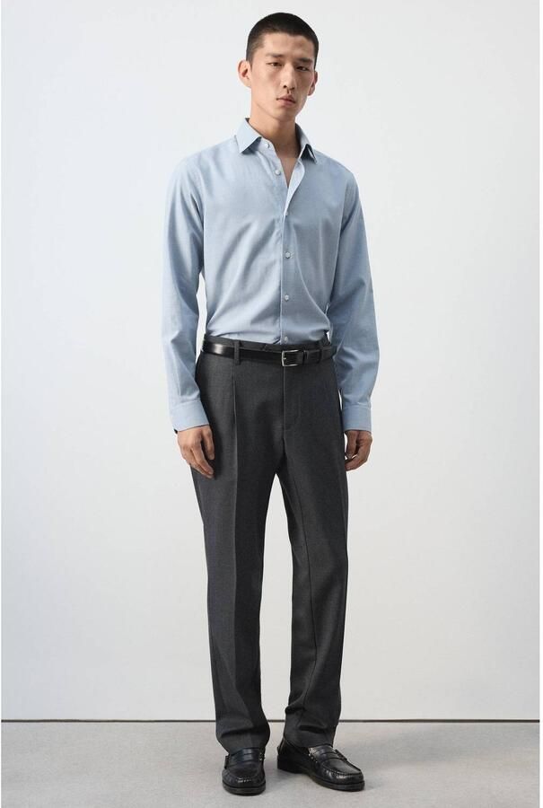 Mango Man slim fit casual overhemd lichtblauw - Foto 2