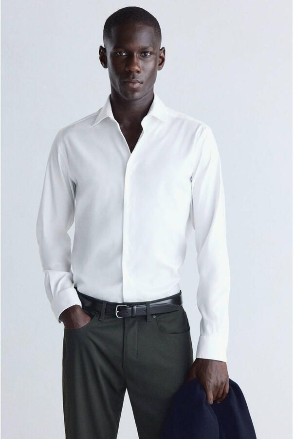 Mango Man slim fit casual overhemd wit
