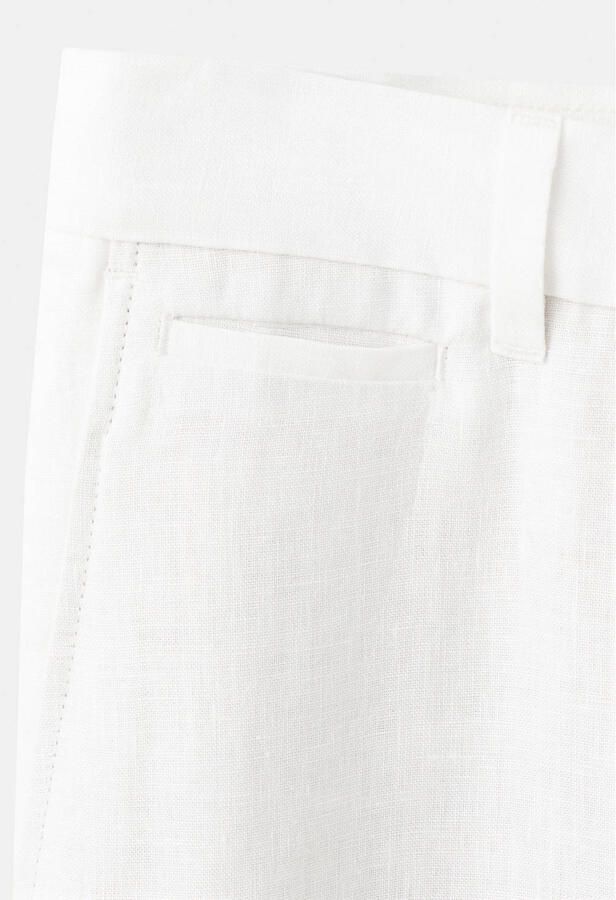 Mango Man slim fit chino met linnen naturel wit - Foto 2