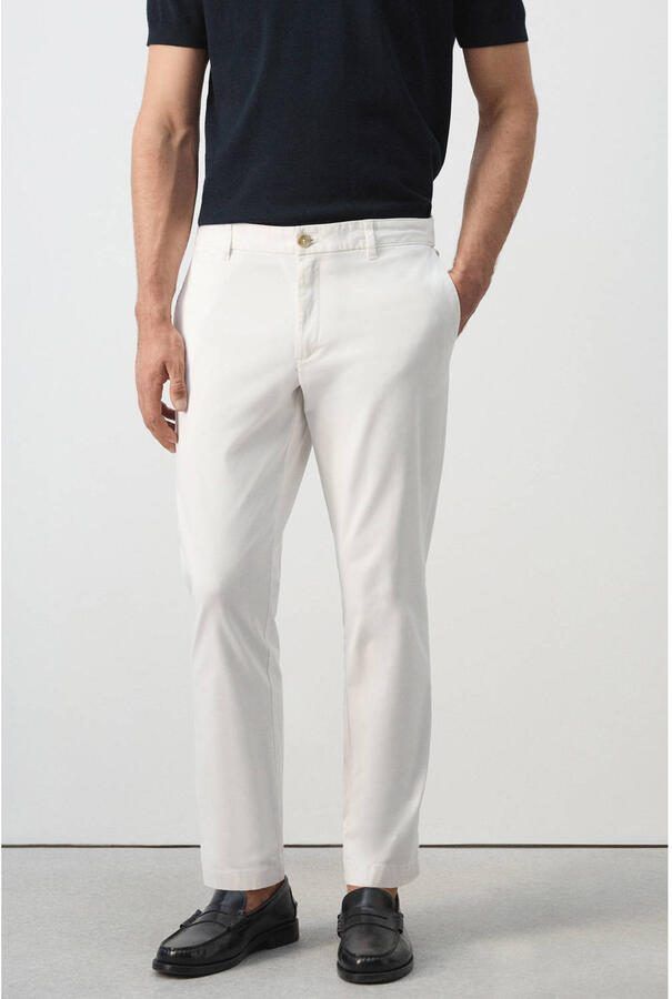 Mango Man slim fit chino naturel wit