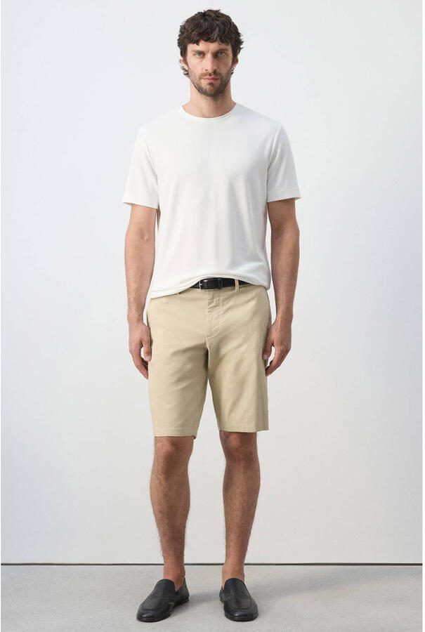 Mango Man slim fit chino short lichtbeige - Foto 3