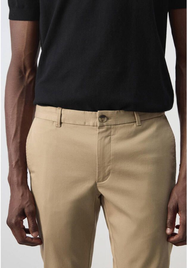 Mango Man slim fit chinobroek lichtbeige - Foto 3