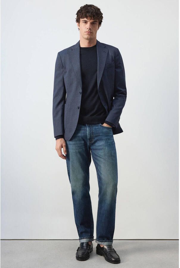 Mango Man slim fit colbert met wol marine - Foto 2