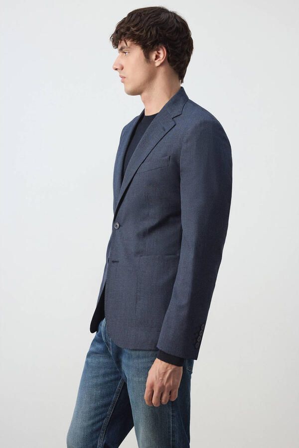 Mango Man slim fit colbert met wol marine - Foto 3