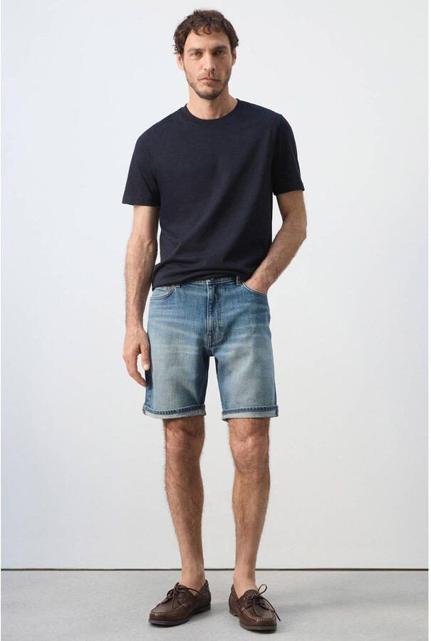 Mango Man slim fit denim short blauw - Foto 3