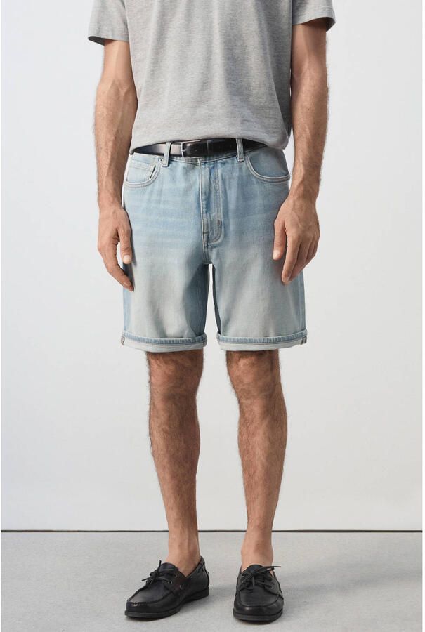 Mango Man slim fit denim short blauw