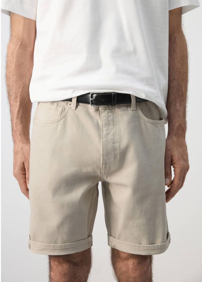 Mango Man slim fit denim short lichtbeige