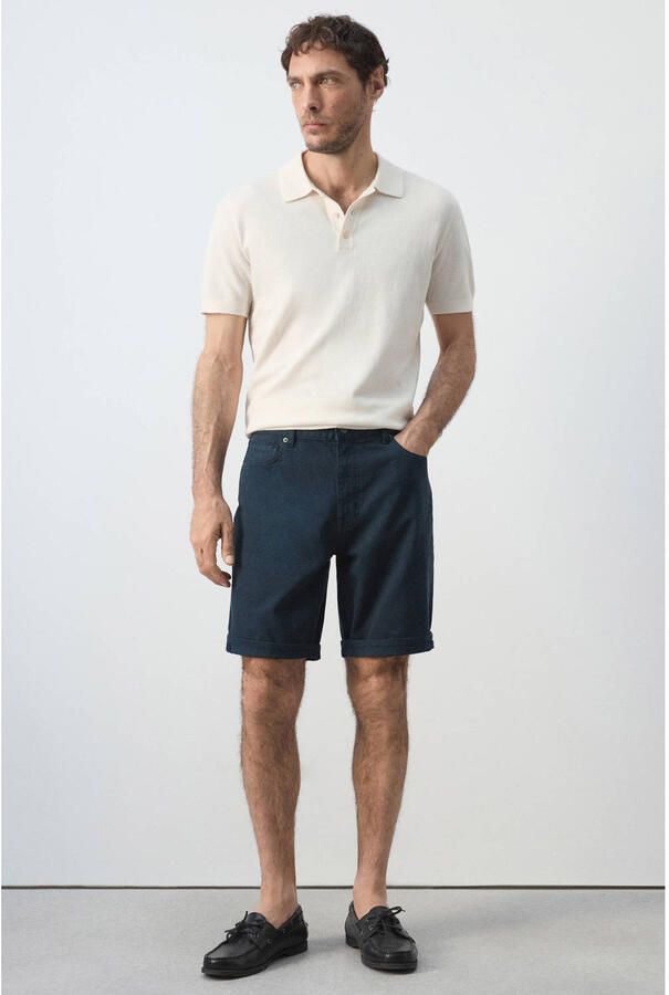 Mango Man slim fit denim short marineblauw - Foto 3