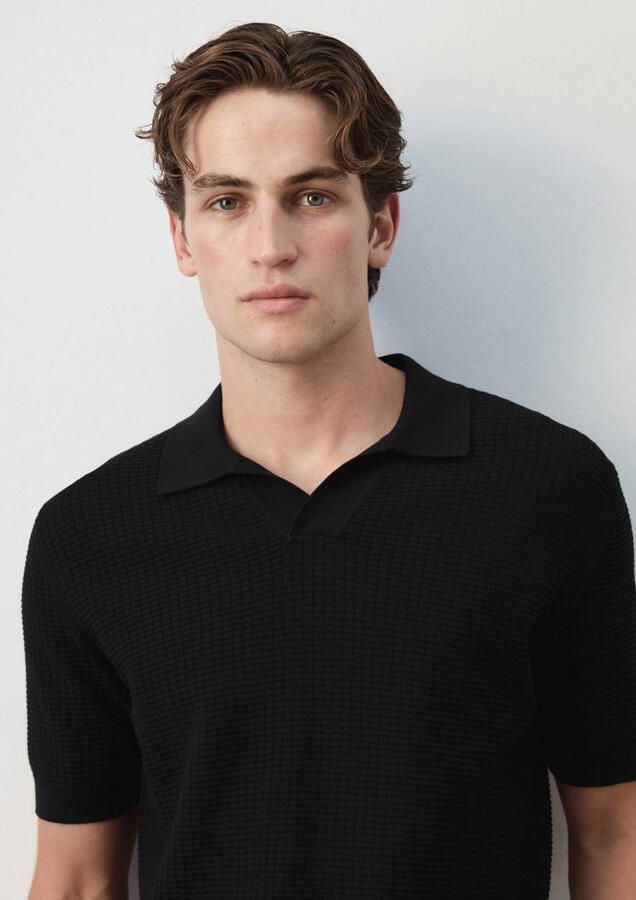 Mango Man slim fit gebreide polo zwart - Foto 2