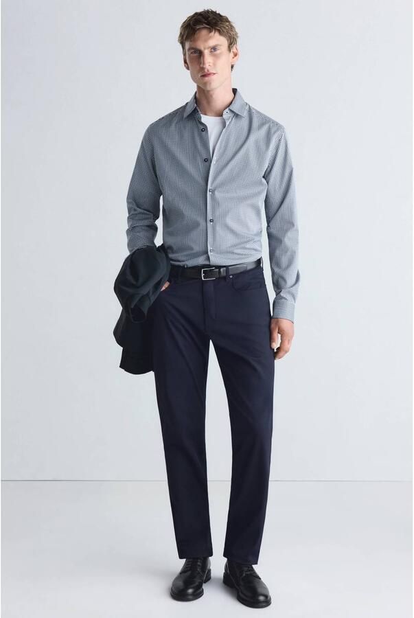 Mango Man slim fit geruit overhemd blauw - Foto 2