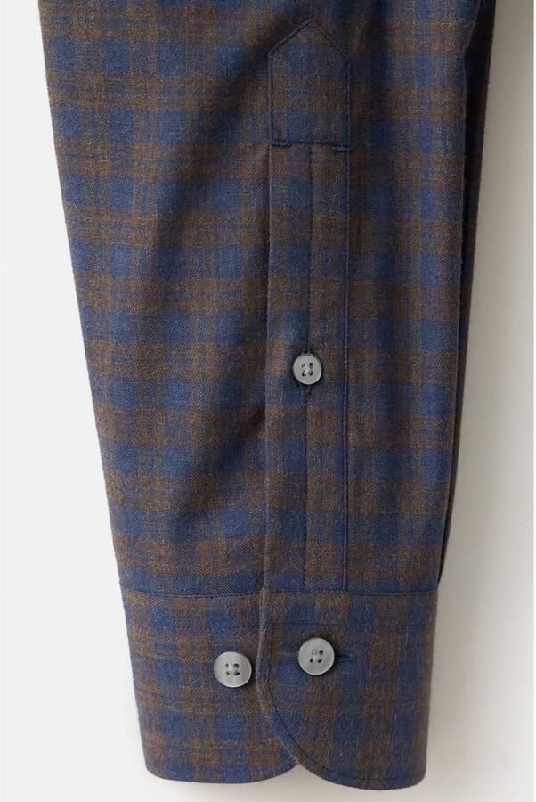 Mango Man slim fit geruit overhemd donkerblauw - Foto 2