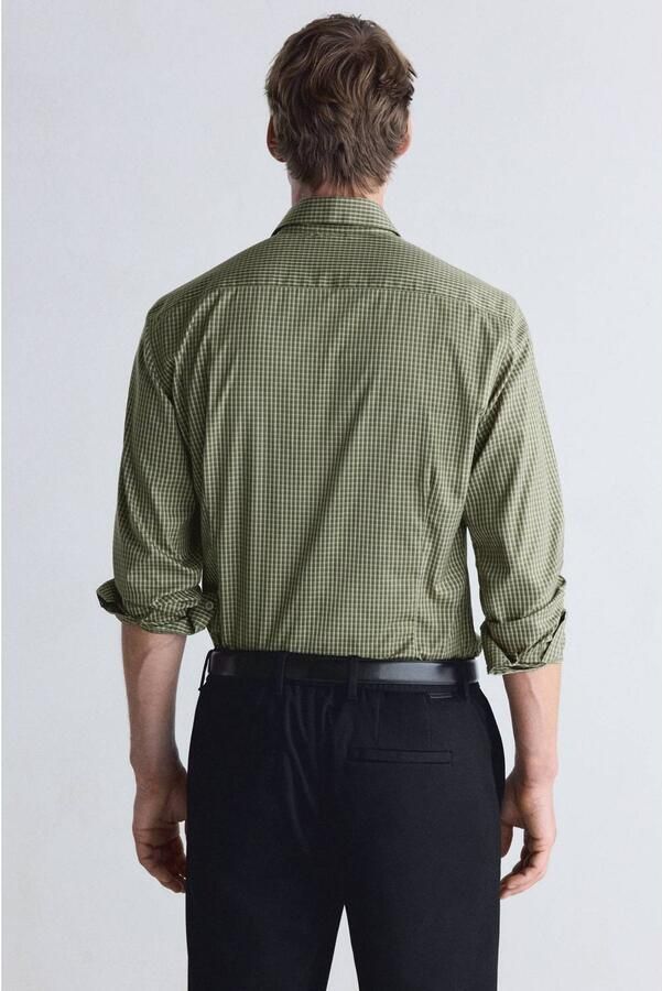 Mango Man slim fit geruit overhemd kaki - Foto 3