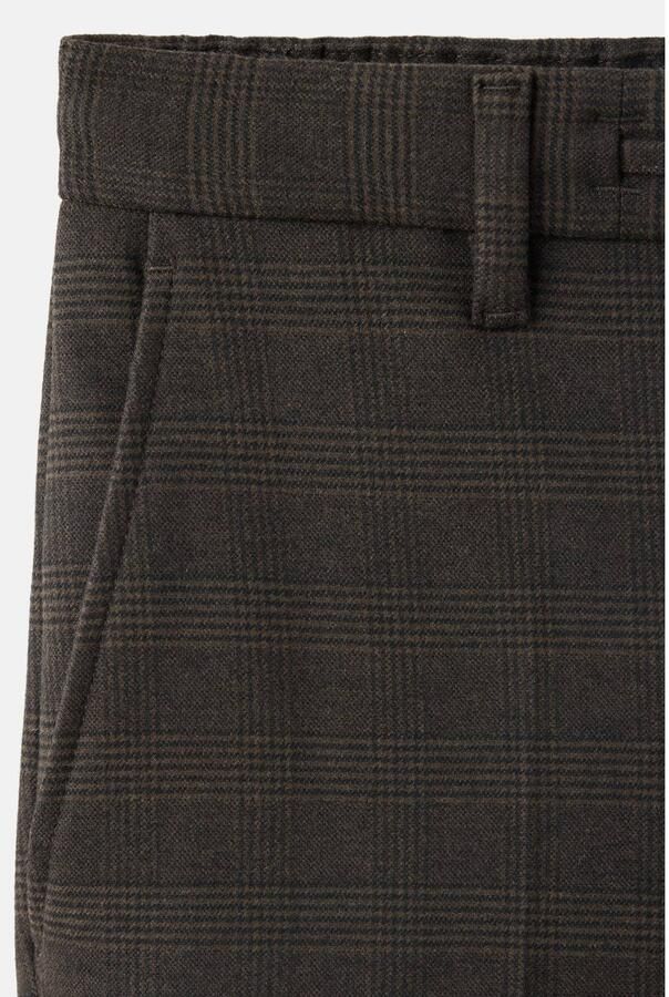 Mango Man slim fit geruite casual broek donkerbruin - Foto 2
